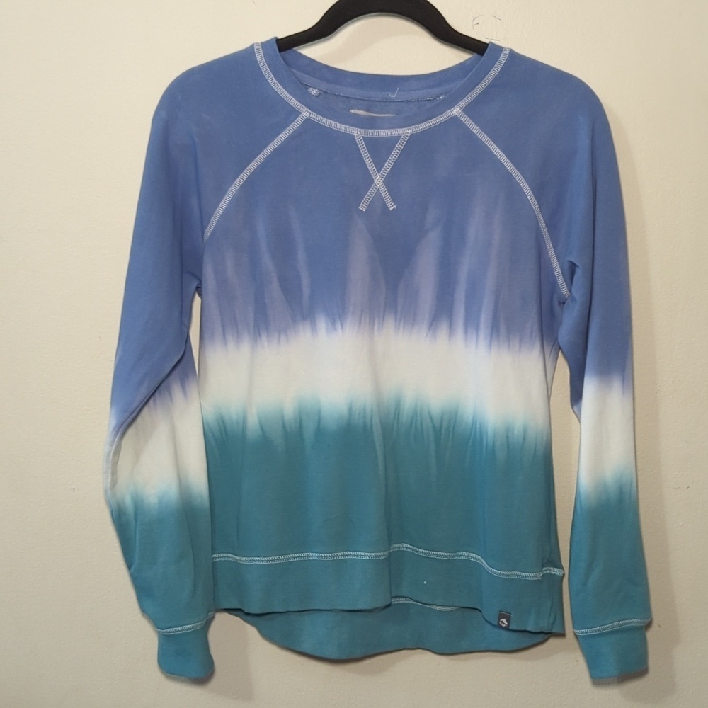Ocean + Coast Tie-Dye Sweatshirt Blue + White Crewneck Girls Size XL